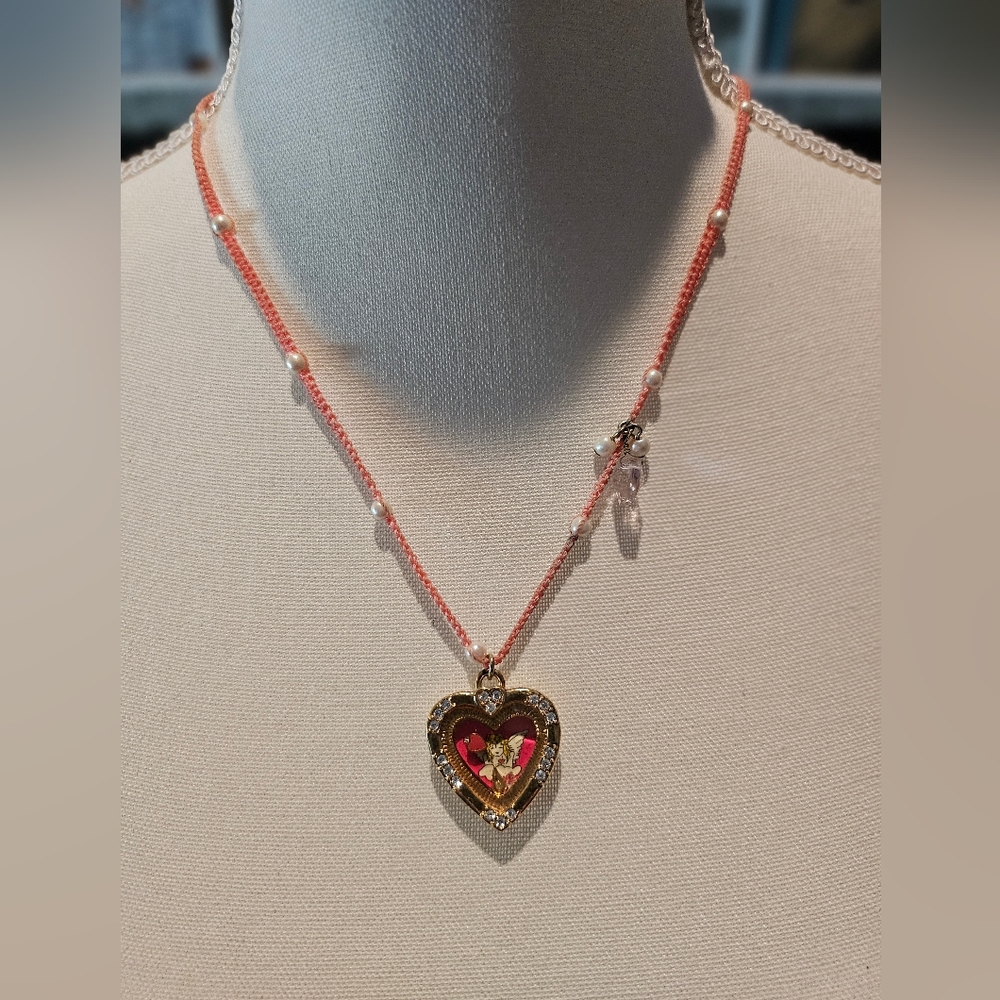 Betsy Johnson Cupids Heart Necklace
